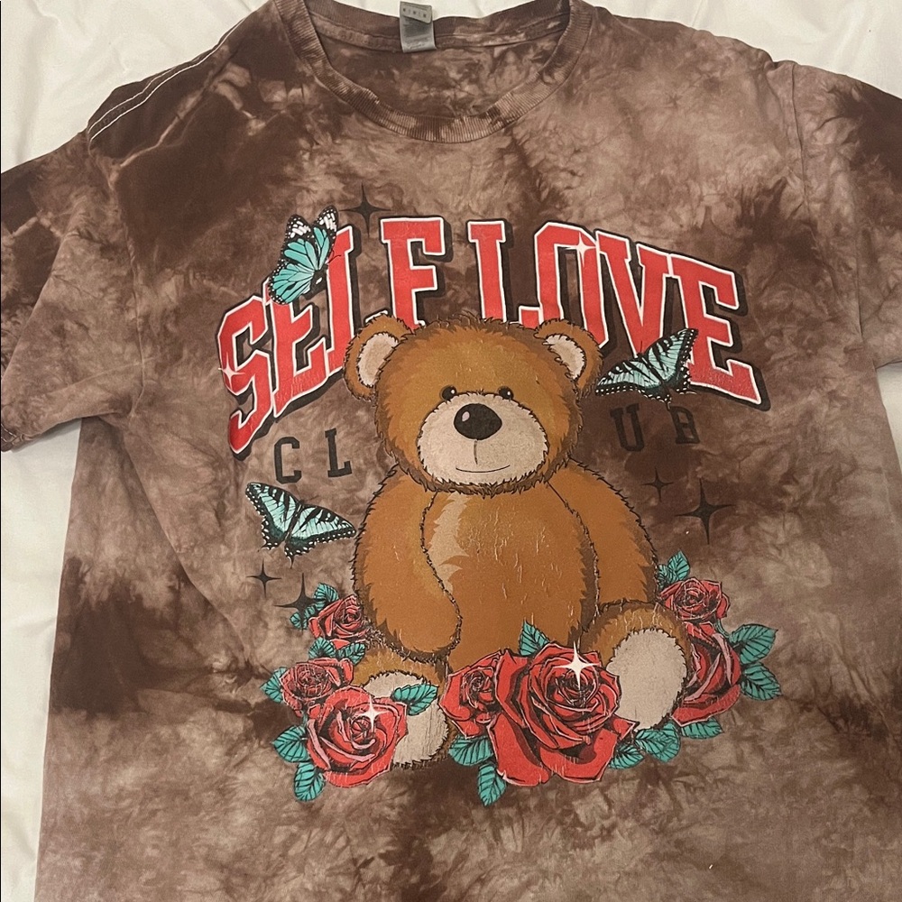 Gildan Brown Tie-Dye Kids Shirt with Teddy Bear